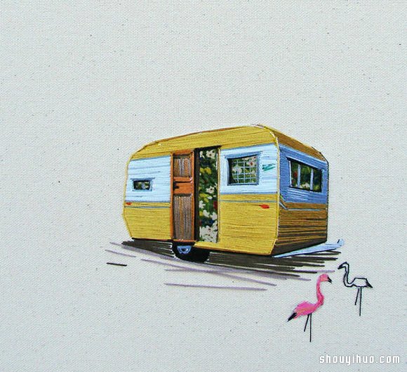 Stephanie K Clark刺繡畫 勾勒出美好小屋 -  itrip.net.cn