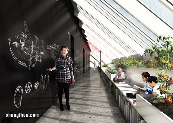 蒙古住宿學(xué)校設(shè)計(jì) 綿延的黑板墻面與自然光 -  itrip.net.cn