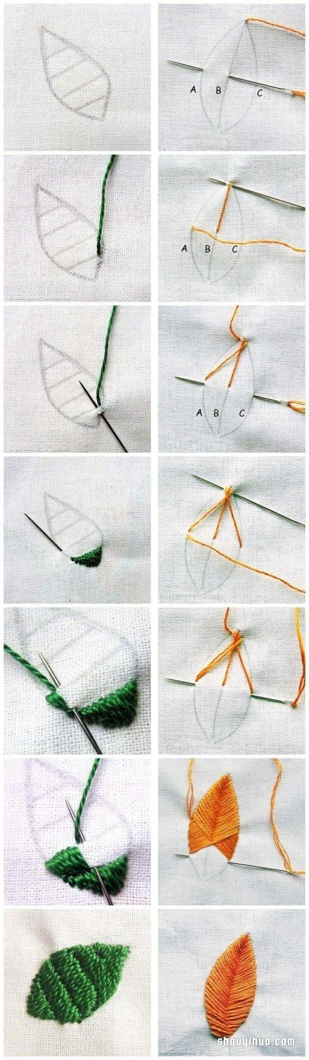 簡單手工刺繡的繡法 包括樹葉和中國風(fēng)花紋 -  itrip.net.cn
