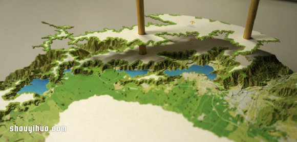 依照等高線層層堆疊 手工富士山紙模型 -  itrip.net.cn