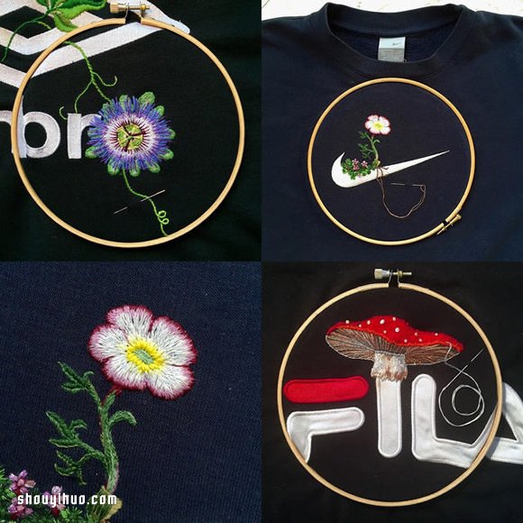 耐克 LOGO 上開出寧?kù)o細(xì)膩的刺繡小花 -  itrip.net.cn