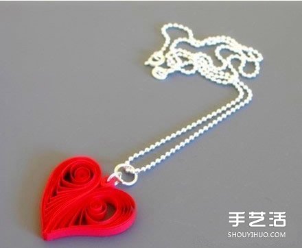 衍紙愛心項鏈墜子DIY 衍紙心形卷項鏈墜子制作 -  itrip.net.cn