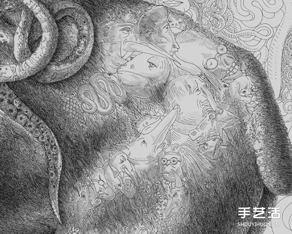 細節(jié)藏在近觀處，百幅插畫繪制而成的畫作 -  itrip.net.cn
