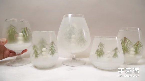 高腳玻璃杯DIY手工制作浪漫雪景造型杯的方法 -  itrip.net.cn