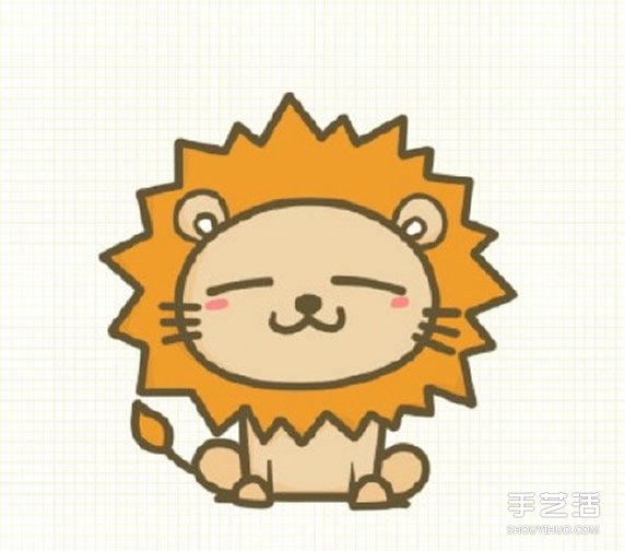可愛獅子簡筆畫步驟 獅子簡筆畫彩色圖片教程 -  itrip.net.cn