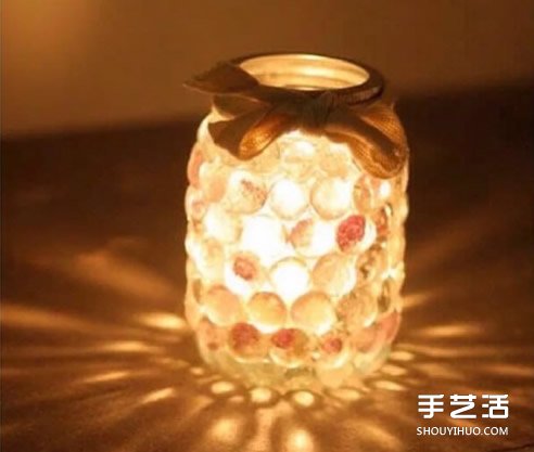 玻璃罐廢物利用手工制作情人節(jié)浪漫燭臺(tái)小夜燈 -  itrip.net.cn