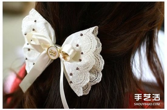 蕾絲布蝴蝶發(fā)卡DIY 蝴蝶發(fā)卡手工制作教程 -  itrip.net.cn