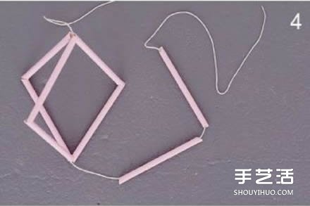 吸管廢物利用小制作 DIY立體菱形裝飾掛件 -  itrip.net.cn