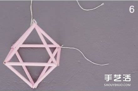 吸管廢物利用小制作 DIY立體菱形裝飾掛件 -  itrip.net.cn