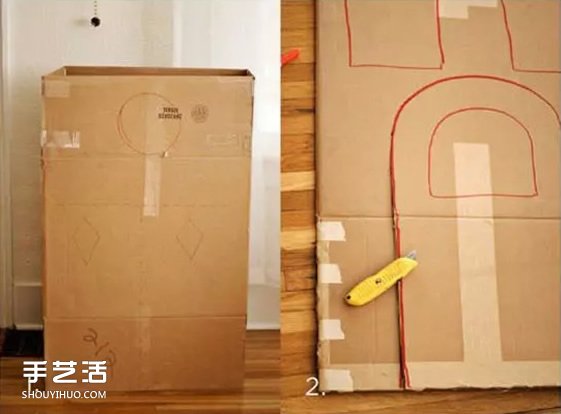 廢舊紙箱制作房子的方法 兒童玩具小屋DIY教程 -  itrip.net.cn