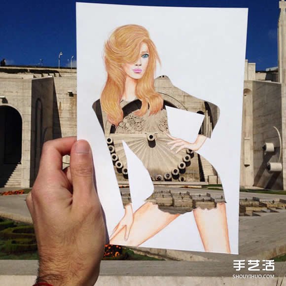 插畫家利用生活用品DIY制作畫中人的美麗服飾 -  itrip.net.cn