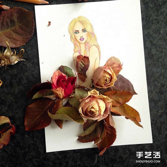 插畫家利用生活用品DIY制作畫中人的美麗服飾 -  itrip.net.cn