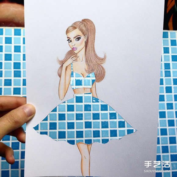 插畫家利用生活用品DIY制作畫中人的美麗服飾 -  itrip.net.cn