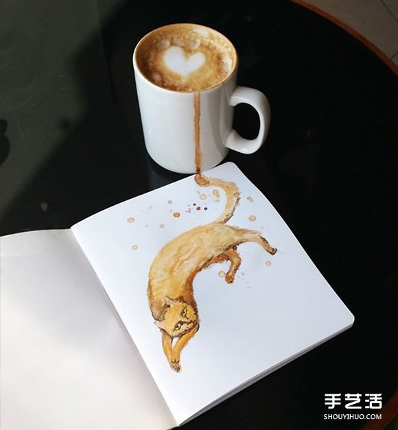 咖啡貓插畫：聞到濃濃咖啡香氣就清醒了一半 -  itrip.net.cn