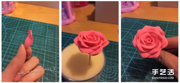 粘土玫瑰花制作圖解 粘土玫瑰的做法DIY教程 -  itrip.net.cn