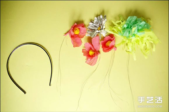 皺紋紙花的折法及制作美麗頭箍的教程圖解 -  itrip.net.cn