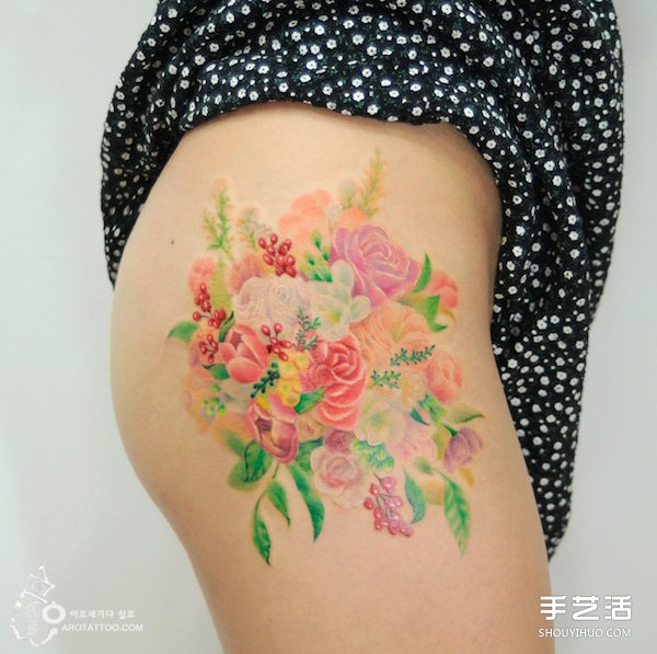 來自韓國的唯美浪漫水彩花卉風(fēng)格紋身圖案 -  itrip.net.cn