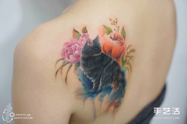 來自韓國的唯美浪漫水彩花卉風(fēng)格紋身圖案 -  itrip.net.cn