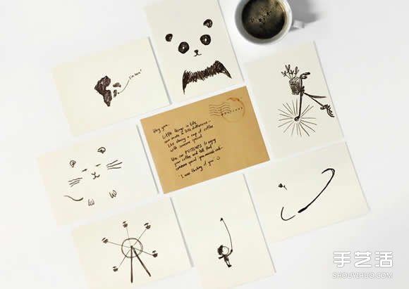 簡單的明信片上手繪插圖 用咖啡漬來完美收尾 -  itrip.net.cn