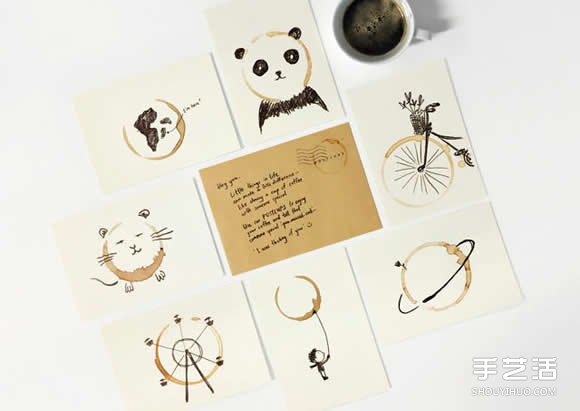 簡單的明信片上手繪插圖 用咖啡漬來完美收尾 -  itrip.net.cn