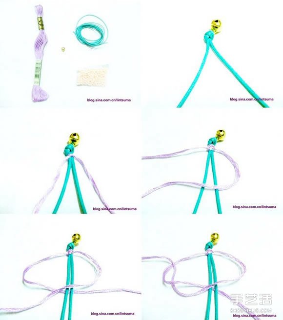 簡單小巧手鏈的編法圖解 帶鈴鐺手鏈DIY教程 -  itrip.net.cn