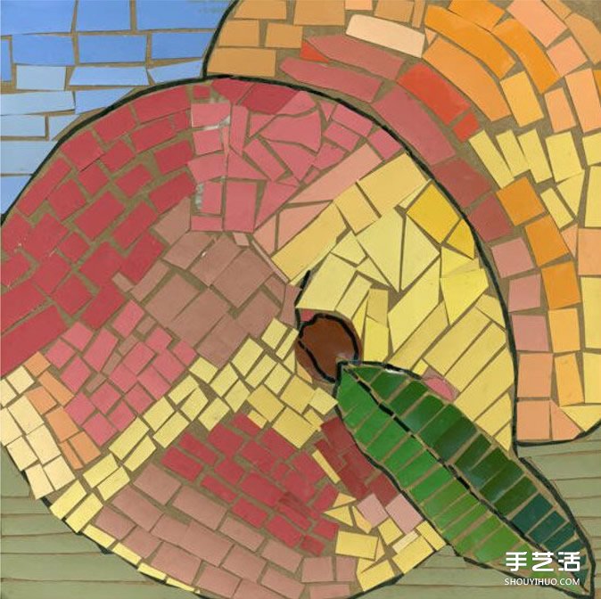 幼兒簡單手工拼貼畫作品圖片 漂亮馬賽克風(fēng)格 -  itrip.net.cn