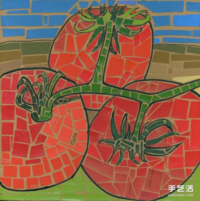 幼兒簡單手工拼貼畫作品圖片 漂亮馬賽克風(fēng)格 -  itrip.net.cn