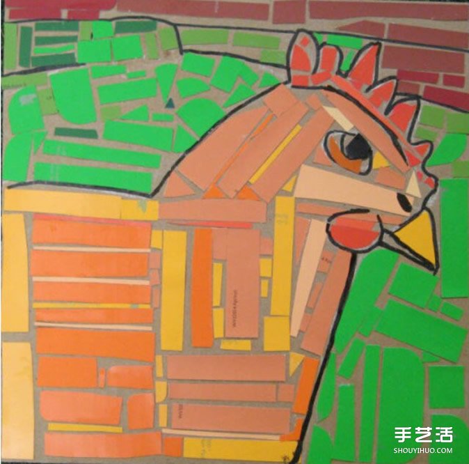 幼兒簡單手工拼貼畫作品圖片 漂亮馬賽克風(fēng)格 -  itrip.net.cn
