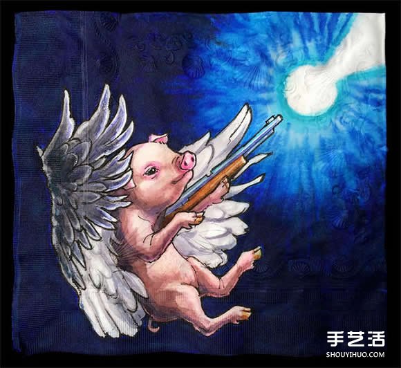 在餐巾紙上妙筆生花 才華洋溢媽媽的惡搞漫畫 -  itrip.net.cn