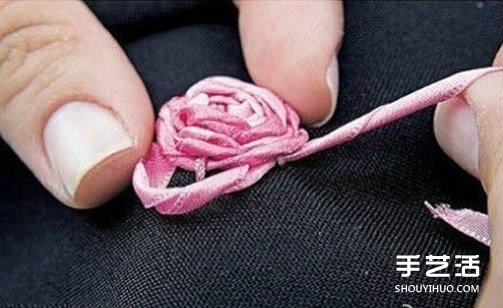 基礎(chǔ)絲帶繡教程：五角玫瑰絲帶繡針?lè)▓D解 -  itrip.net.cn