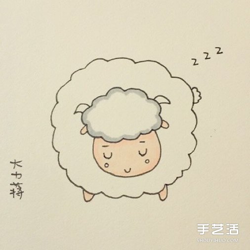 睡覺的小綿羊簡筆畫的畫法教程 包括上色步驟 -  itrip.net.cn