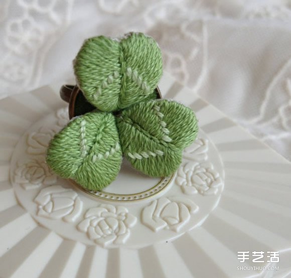 可愛小清新刺繡三葉草戒指DIY 戴著美呆啦~ -  itrip.net.cn