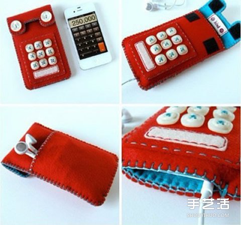 可愛不織布手機套圖片 外觀是相機和復古電話 -  itrip.net.cn