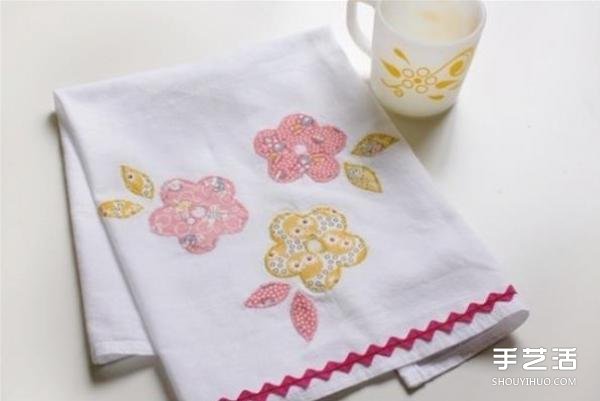 如何制作布藝貼花餐巾 花朵圖案餐巾的做法教程 -  itrip.net.cn