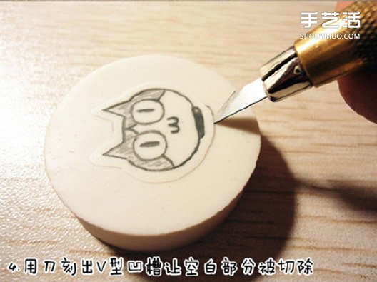 貓咪圖案橡皮圖章的制作方法圖解 簡單易學(xué)哦~ -  itrip.net.cn