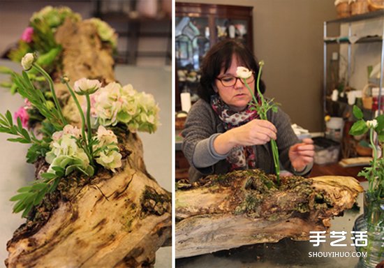 枯木廢物利用DIY花盆 制作森林系插花裝飾 -  itrip.net.cn