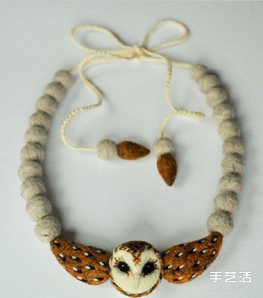 羊毛氈貓頭鷹小飾品作品圖片 項(xiàng)鏈?zhǔn)宙湌旒?-  itrip.net.cn