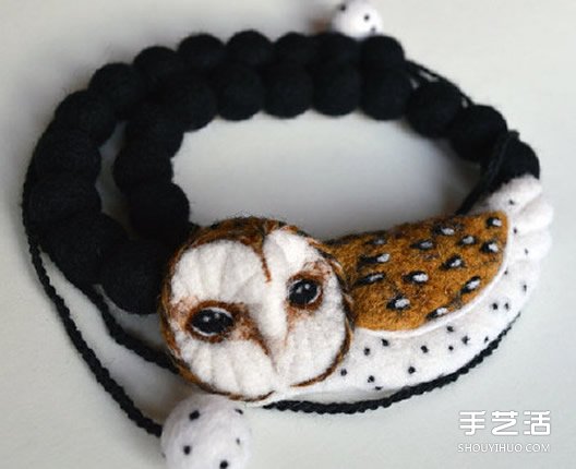 羊毛氈貓頭鷹小飾品作品圖片 項(xiàng)鏈?zhǔn)宙湌旒?-  itrip.net.cn