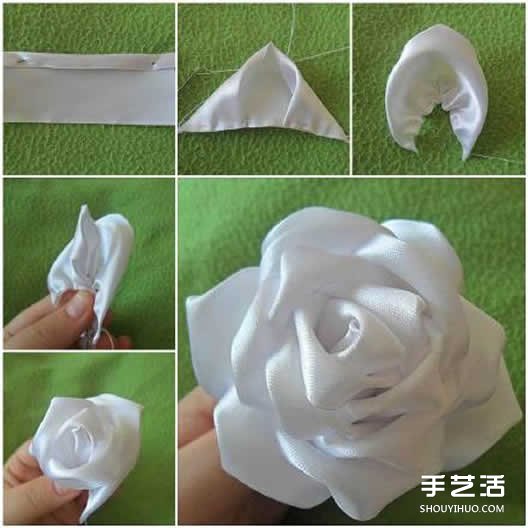 絲帶玫瑰花的折法圖解 寬絲帶玫瑰花的做法 -  itrip.net.cn