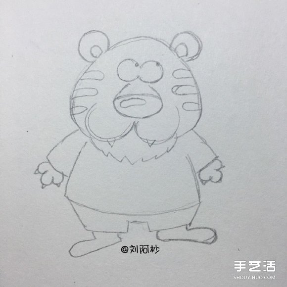 卡通老虎先生簡筆畫畫法 簡筆畫卡通老虎圖片 -  itrip.net.cn