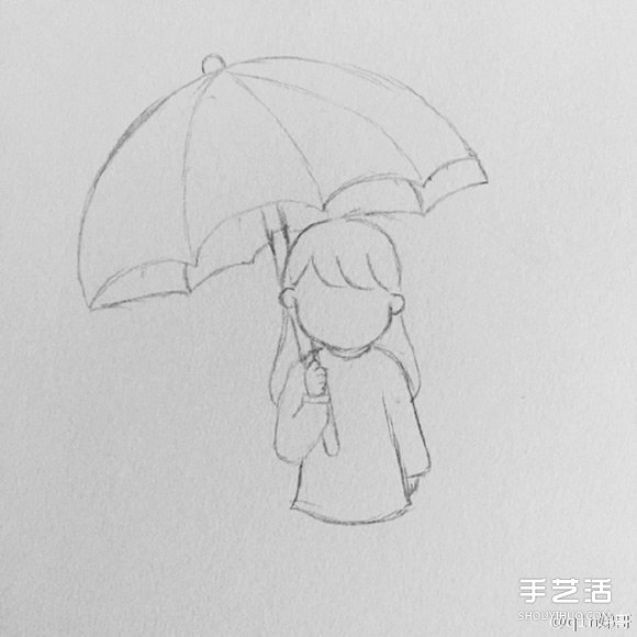 雨中打傘的小女孩簡筆畫畫法圖片教程 -  itrip.net.cn