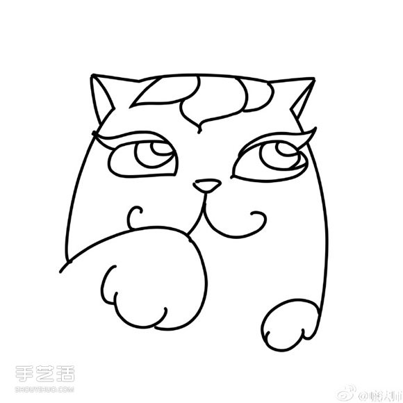 愛(ài)幻想的彩色貓咪簡(jiǎn)筆畫(huà)的畫(huà)法圖片教程 -  itrip.net.cn