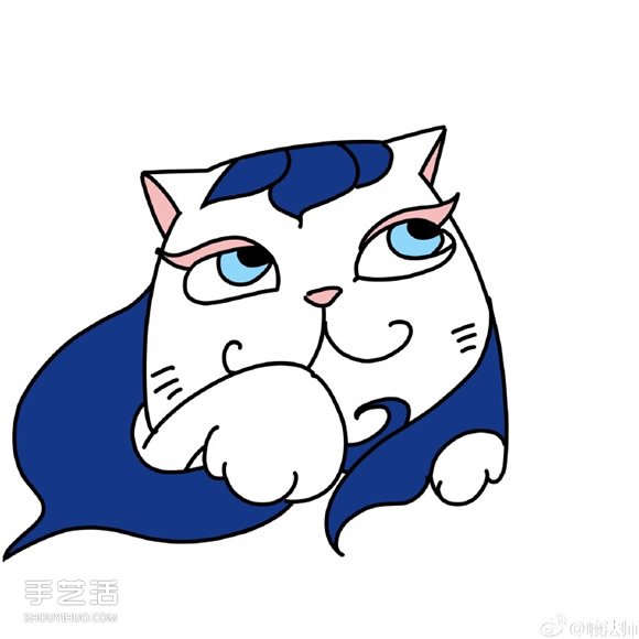 愛(ài)幻想的彩色貓咪簡(jiǎn)筆畫(huà)的畫(huà)法圖片教程 -  itrip.net.cn