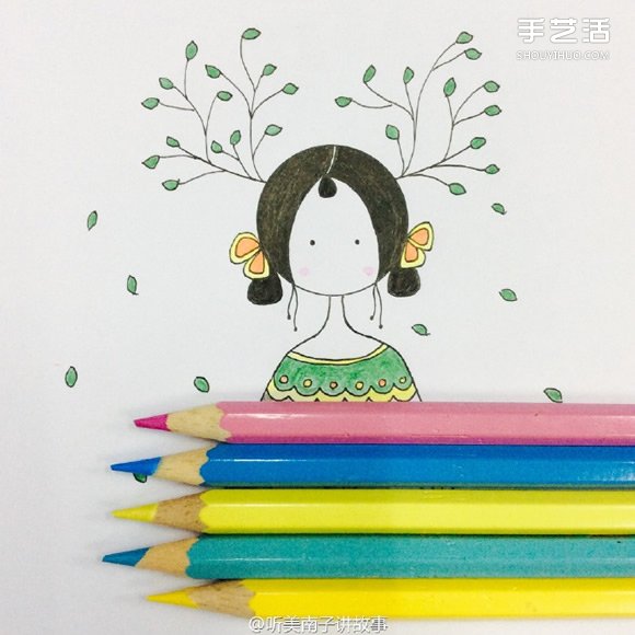 美麗女孩彩鉛畫(huà)的畫(huà)法 彩色鉛筆畫(huà)女孩教程 -  itrip.net.cn
