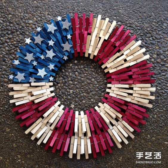 木夾子圓環(huán)掛飾DIY 手工制作木夾子環(huán)形裝飾品 -  itrip.net.cn