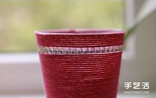 毛線纏繞杯子改造小制作 塑料杯子改造教程 -  itrip.net.cn