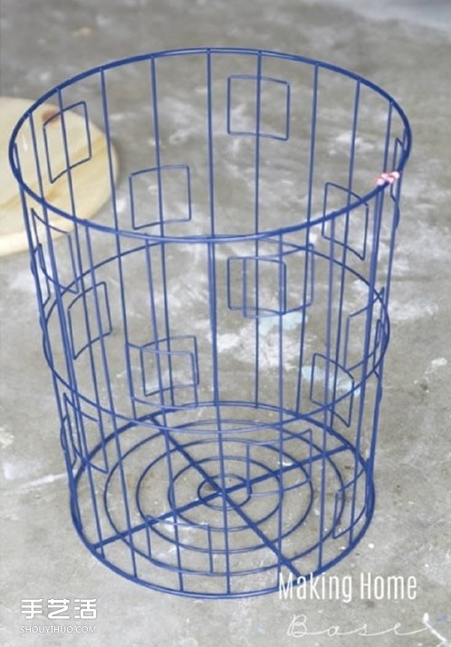 閑置金屬筐廢物利用制作小圓桌的方法步驟 -  itrip.net.cn