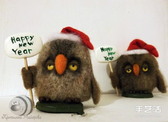 新年圣誕主題羊毛氈貓頭鷹玩偶DIY手工制作 -  itrip.net.cn