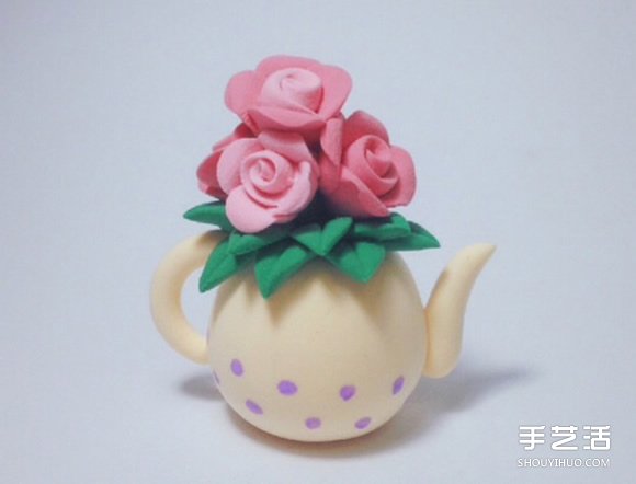 超輕粘土制作水壺花瓶插玫瑰花裝飾擺件 -  itrip.net.cn