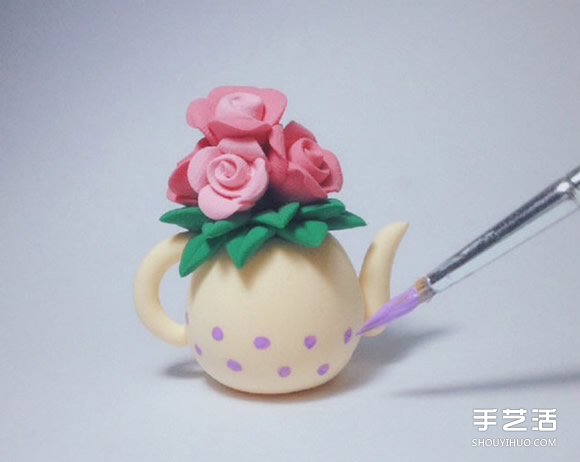 超輕粘土制作水壺花瓶插玫瑰花裝飾擺件 -  itrip.net.cn